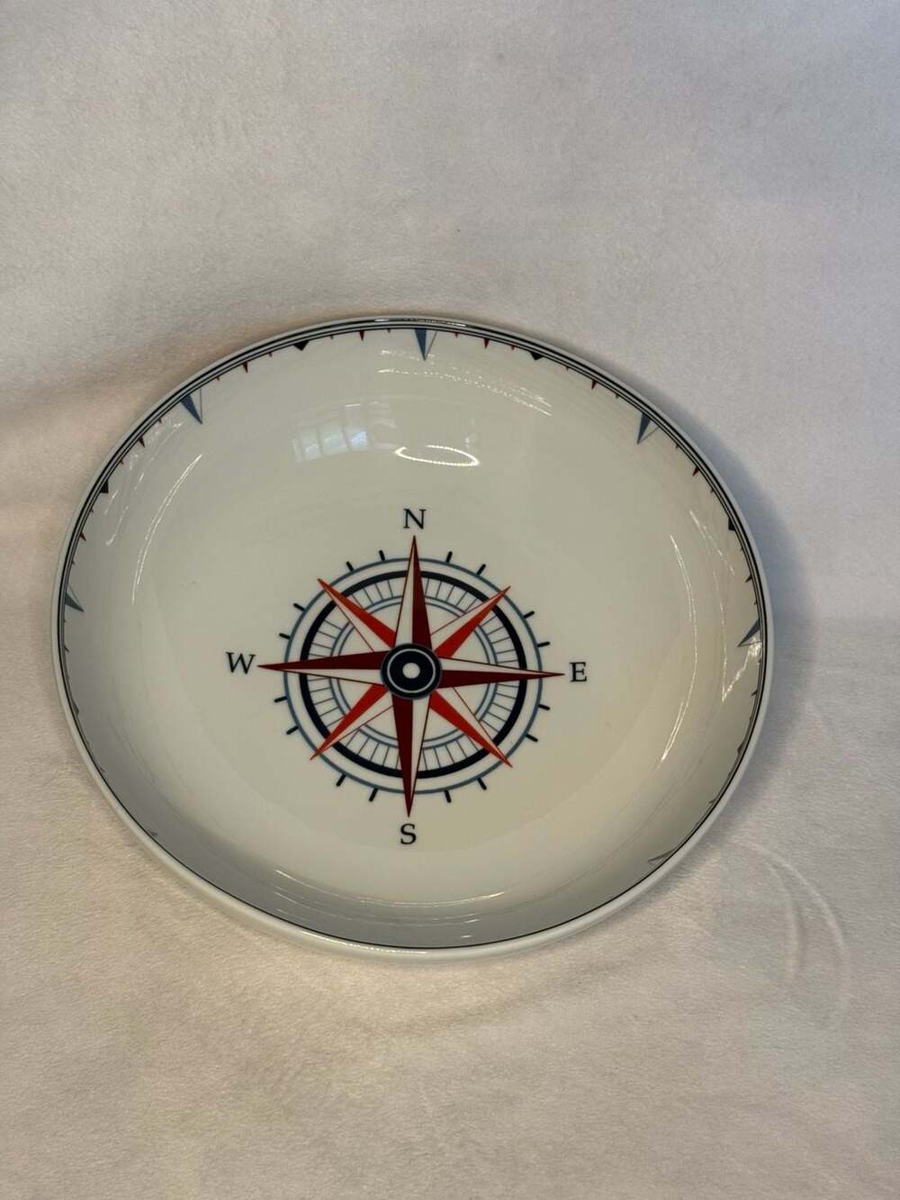 Williams Sonoma Maritime Serve Bowl Compass Porcelain Made in Portugal